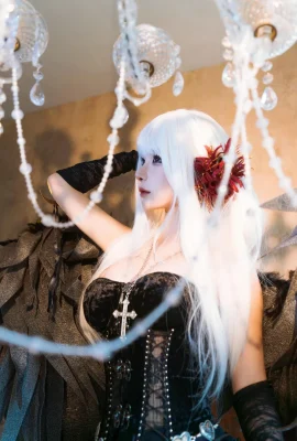 アニメブロガーの愚かなモモブラックスワンテーマセクシーな黒いセクシーな服は、完璧なフィギュアを示す黒いシルクストッキングを備えています魅惑的な誘惑写真80p